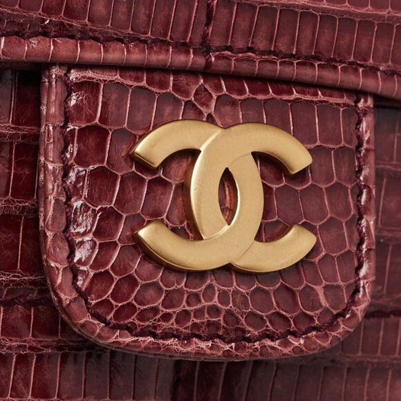 Chanel Dark Red Square Quilted Lizard Extra Mini Flap Bag - Picture 5 of 11